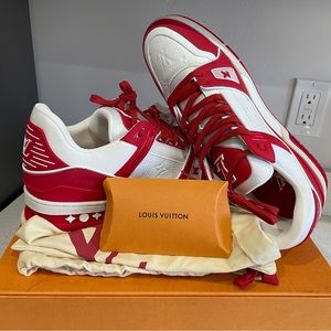 New Louis Vuitton (Red/White) LV Trainer Sneakers. Mens size 12